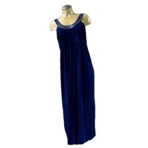 Maxi Dress Strappy Tank Lace Top A-line Beach Cover Up Royal Blue Plus Size 1X